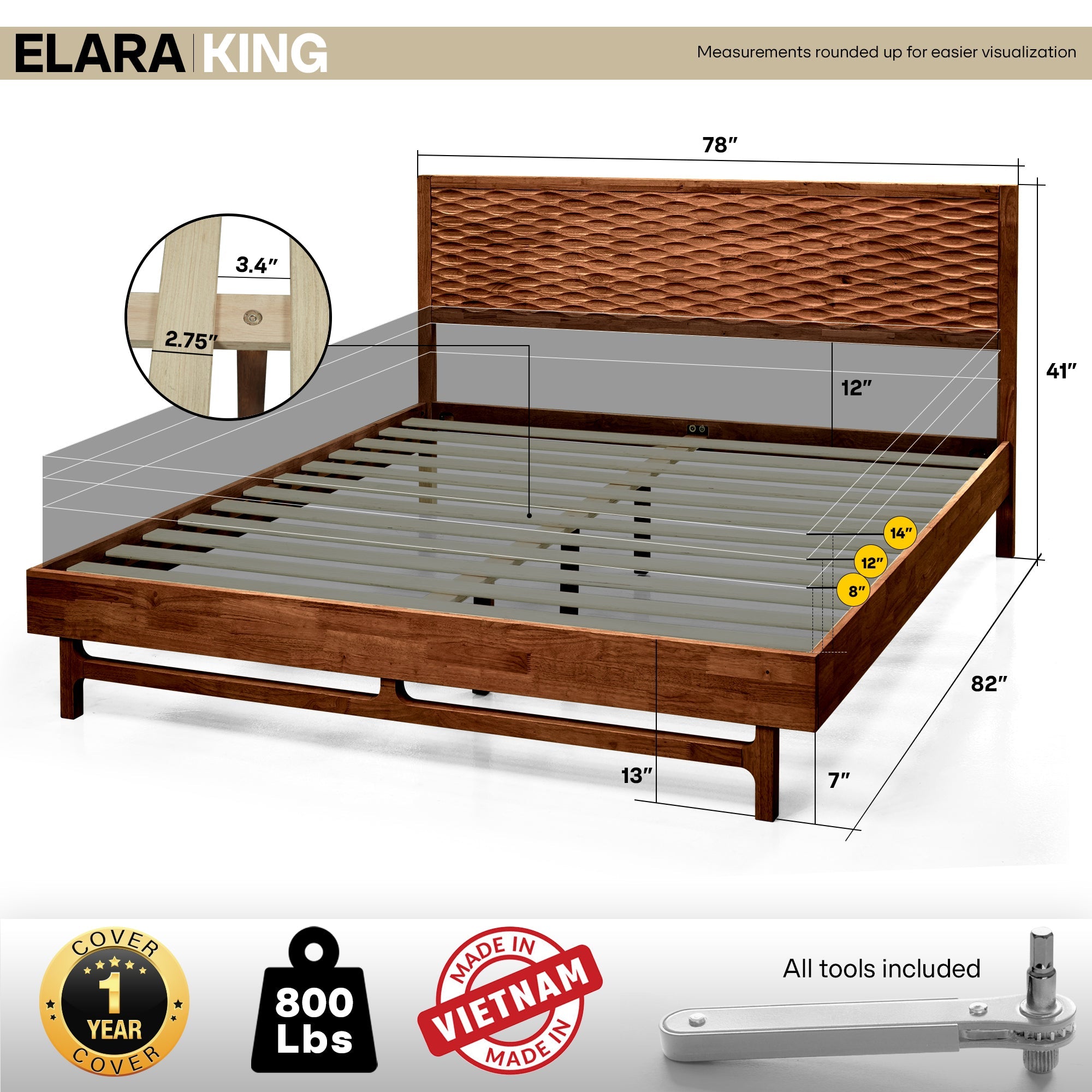 The Emma Solid Wood Bed Frame