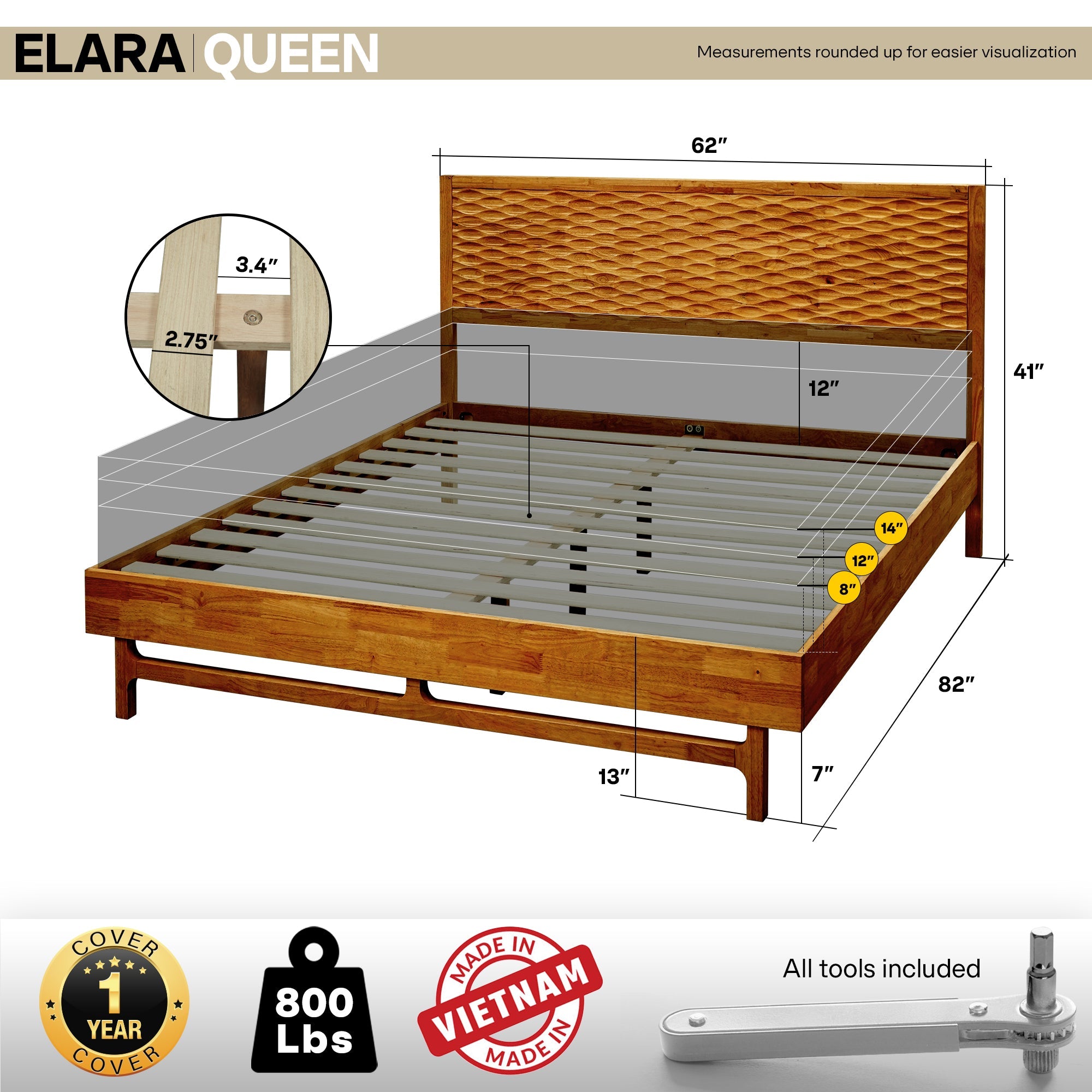 The Emma Solid Wood Bed Frame