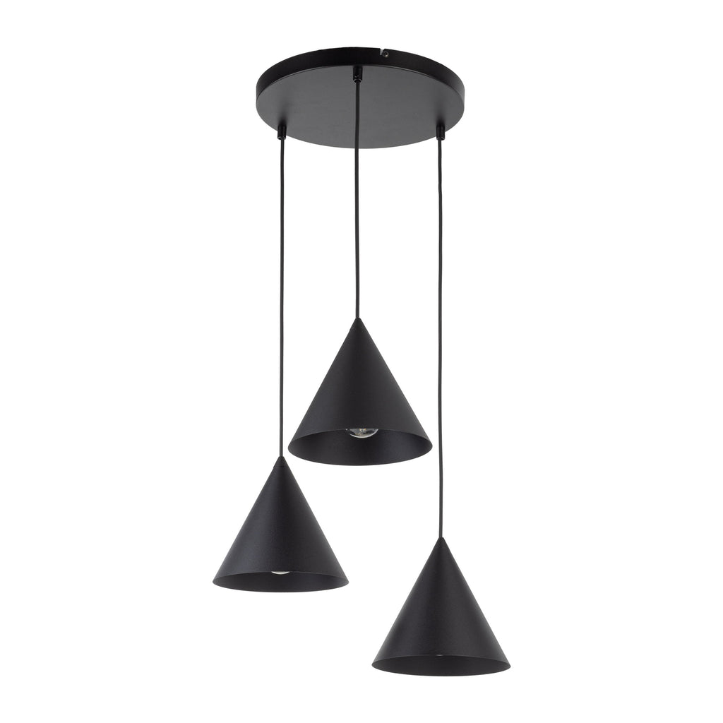 CONO 3-Light Steel Cone Pendant for Kitchen Island & Dining Table