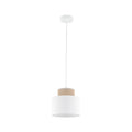DUO White Linen & Jute Cylinder Pendant Light for Kitchen Island & Dining