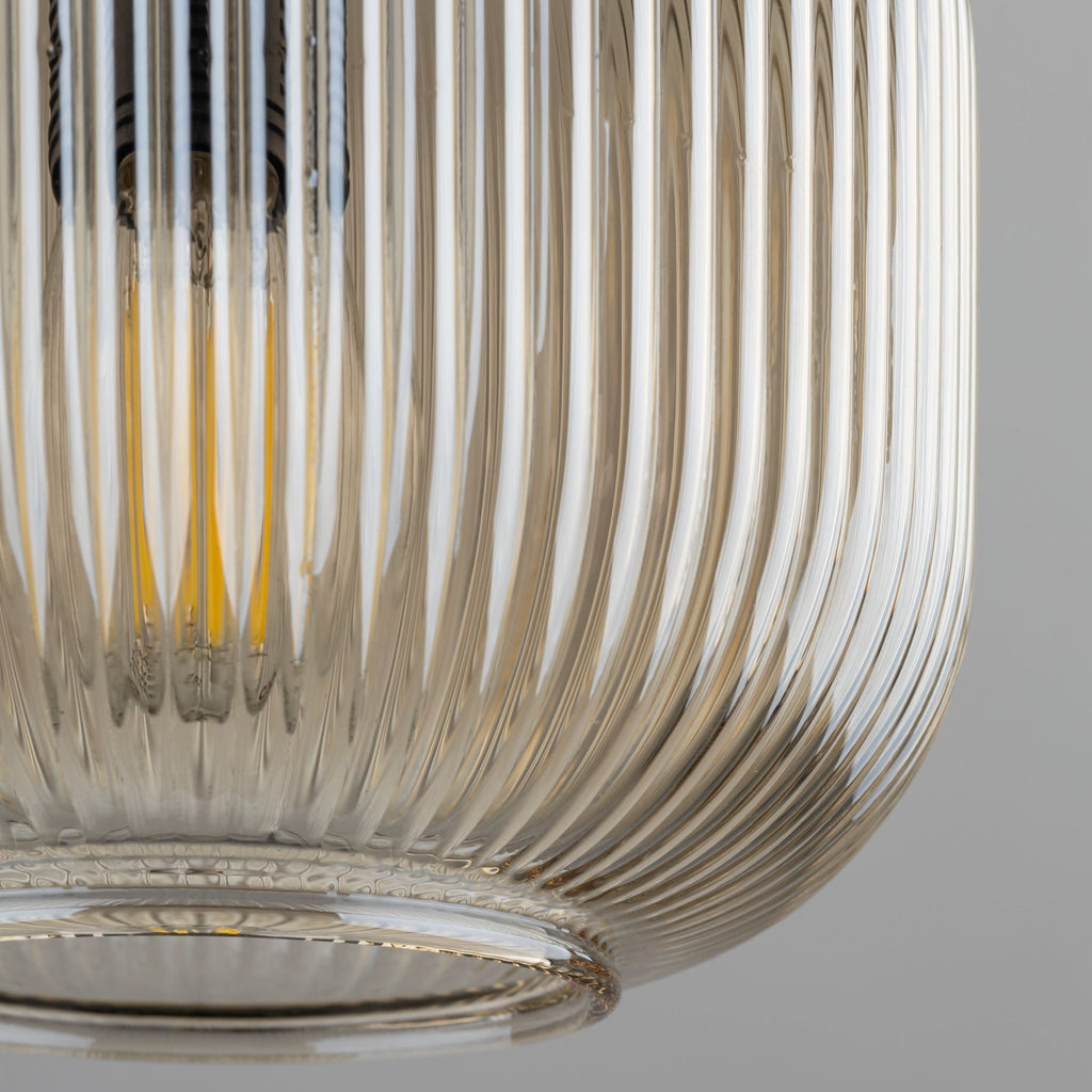 SOPHIA Green & Cognac Ribbed Glass Mini Pendant for Kitchen Island
