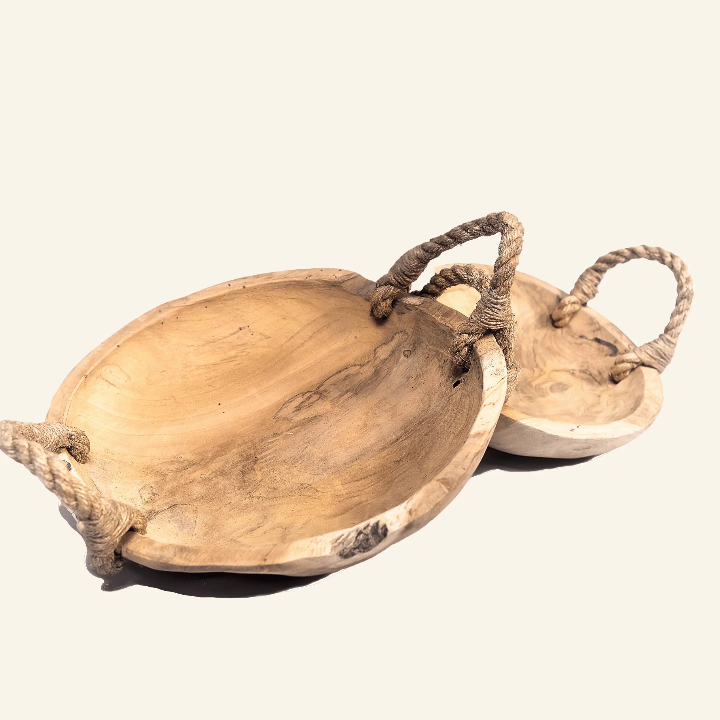 Rustic Teak Bowl and Jute Handles