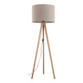 GRAND Pine & Linen Mid-Century Modern Floor Lamp for Living Room, Bedroom & Reading Nook