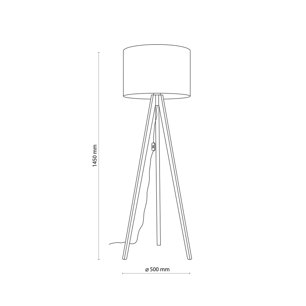 GRAND Pine & Linen Mid-Century Modern Floor Lamp for Living Room, Bedroom & Reading Nook