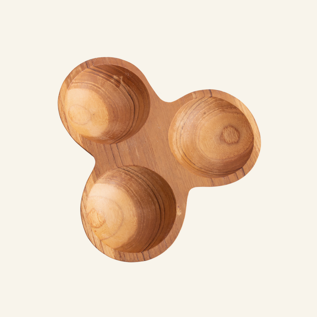 NEW The Three Compartment Teak Wood Bowl