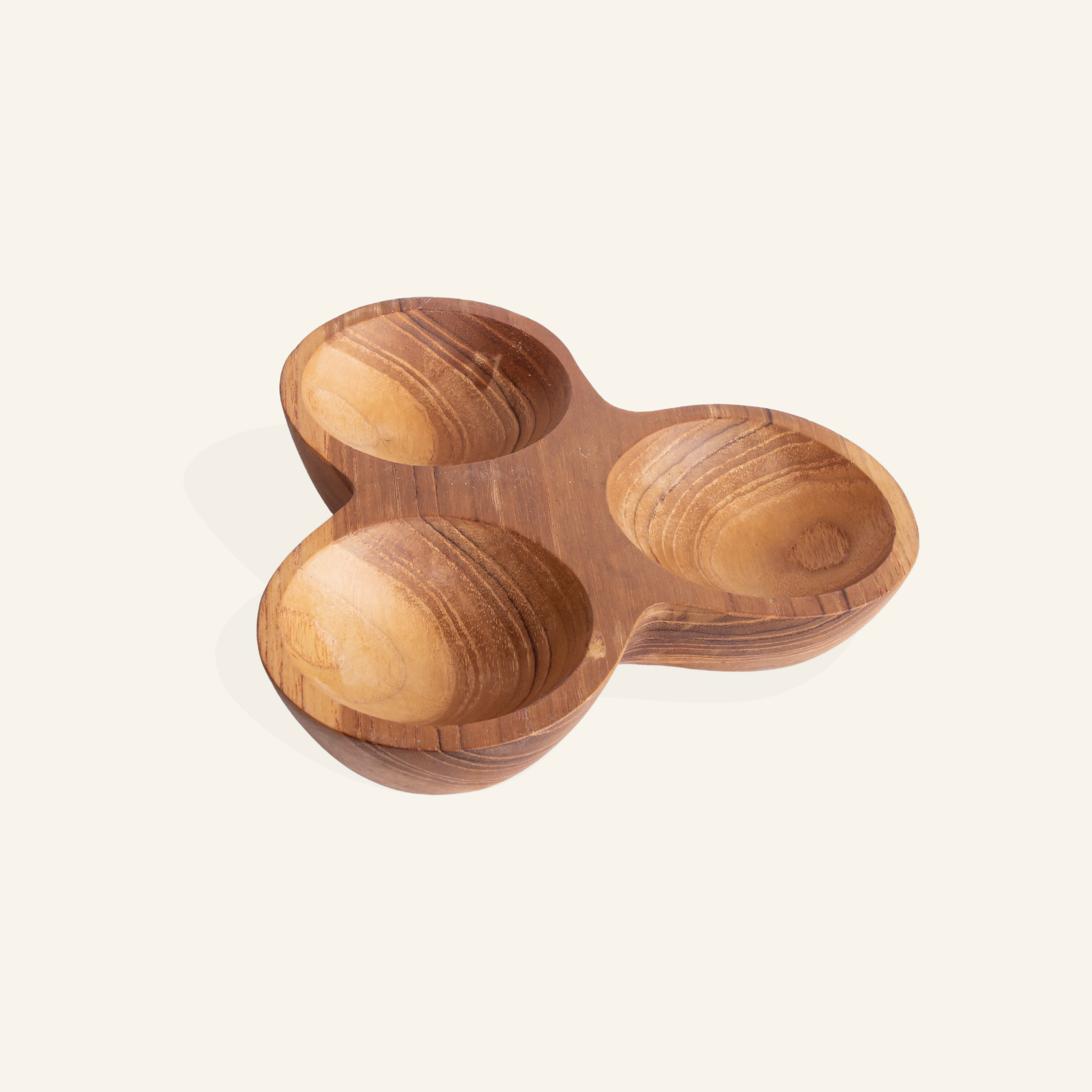 NEW The Three Compartment Teak Wood Bowl