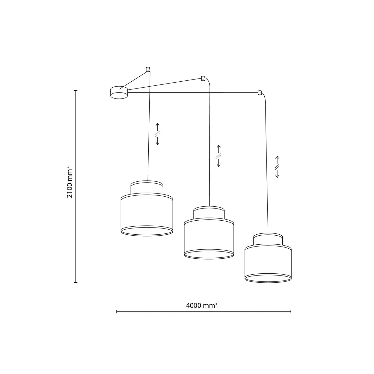 DUO White Linen & Jute Adjustable 3-Light Pendant for Dining Table & Island