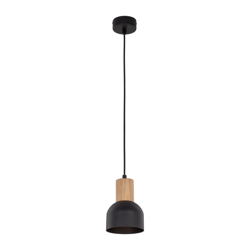CAIRO Black & Wood Mini Dome Pendant Light for Kitchen Island & Counter