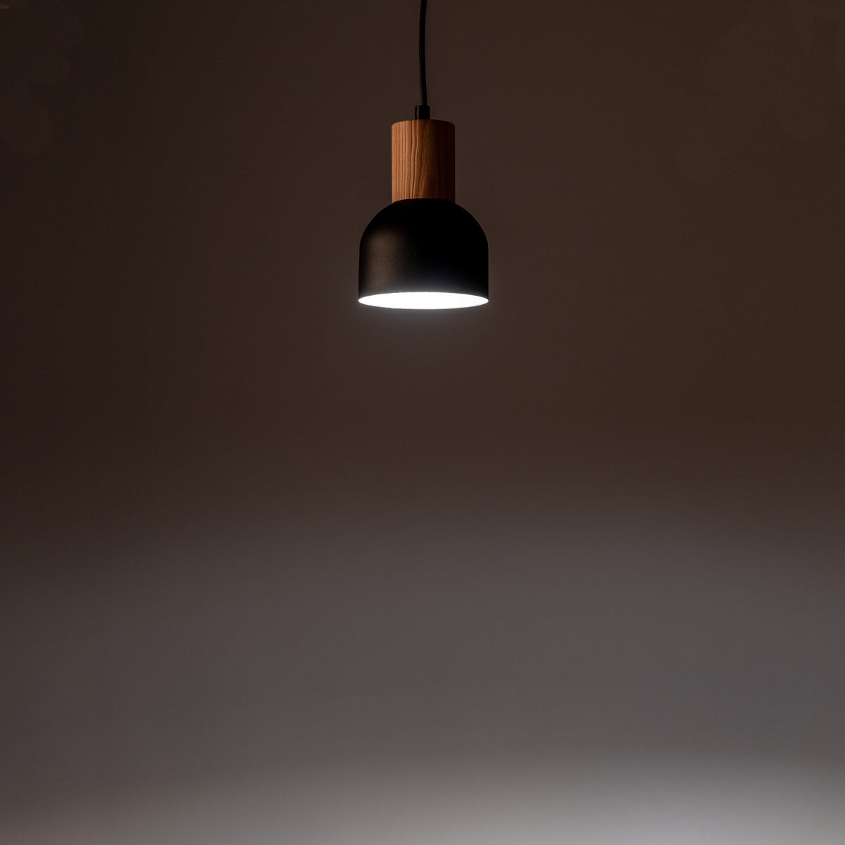 CAIRO Black & Wood Mini Dome Pendant Light for Kitchen Island & Counter
