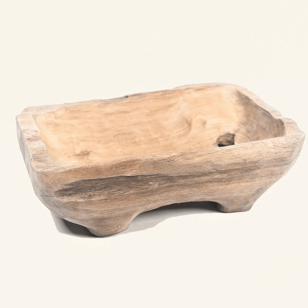 Square bowl in recycled teak
