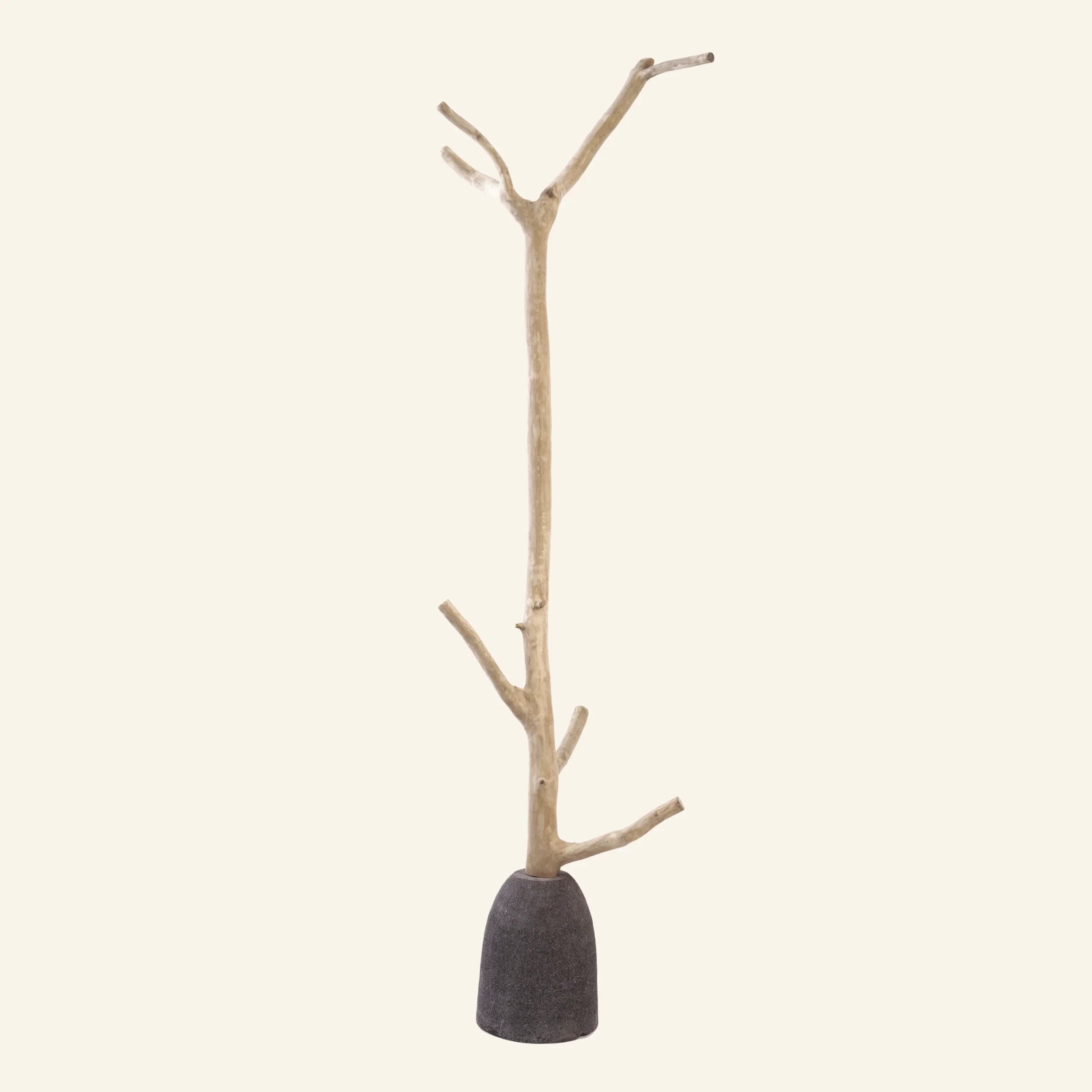 Tree branch coat hook with volcanic stone base - Robinson Collection