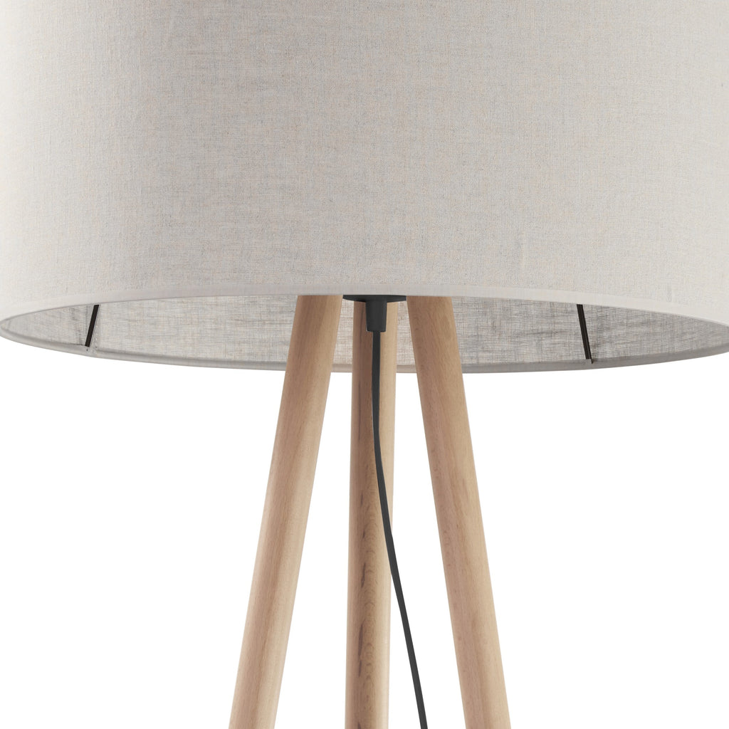 TOKYO Natural Linen & Wood Tripod Floor Lamp for Living Room, Bedroom & Reading Nook