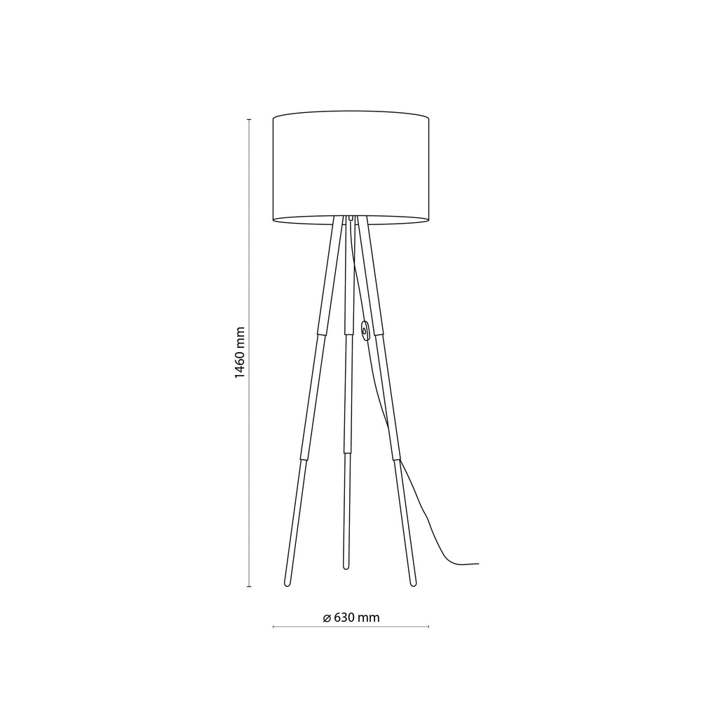 TOKYO Natural Linen & Wood Tripod Floor Lamp for Living Room, Bedroom & Reading Nook