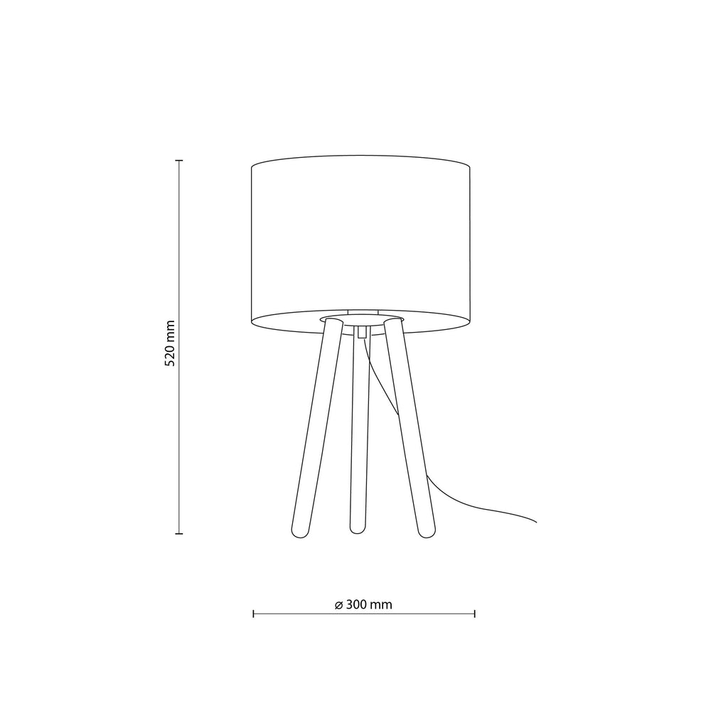 TOKYO Natural Linen & Wood Tripod Table Lamp for Bedroom & Nightstand