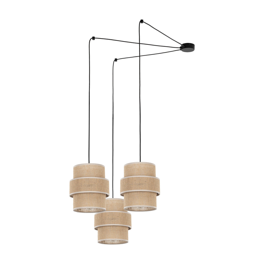 CALISTO JUTE 3-Light Suspension Pendant for Dining Tables, Stairwells & High Ceilings