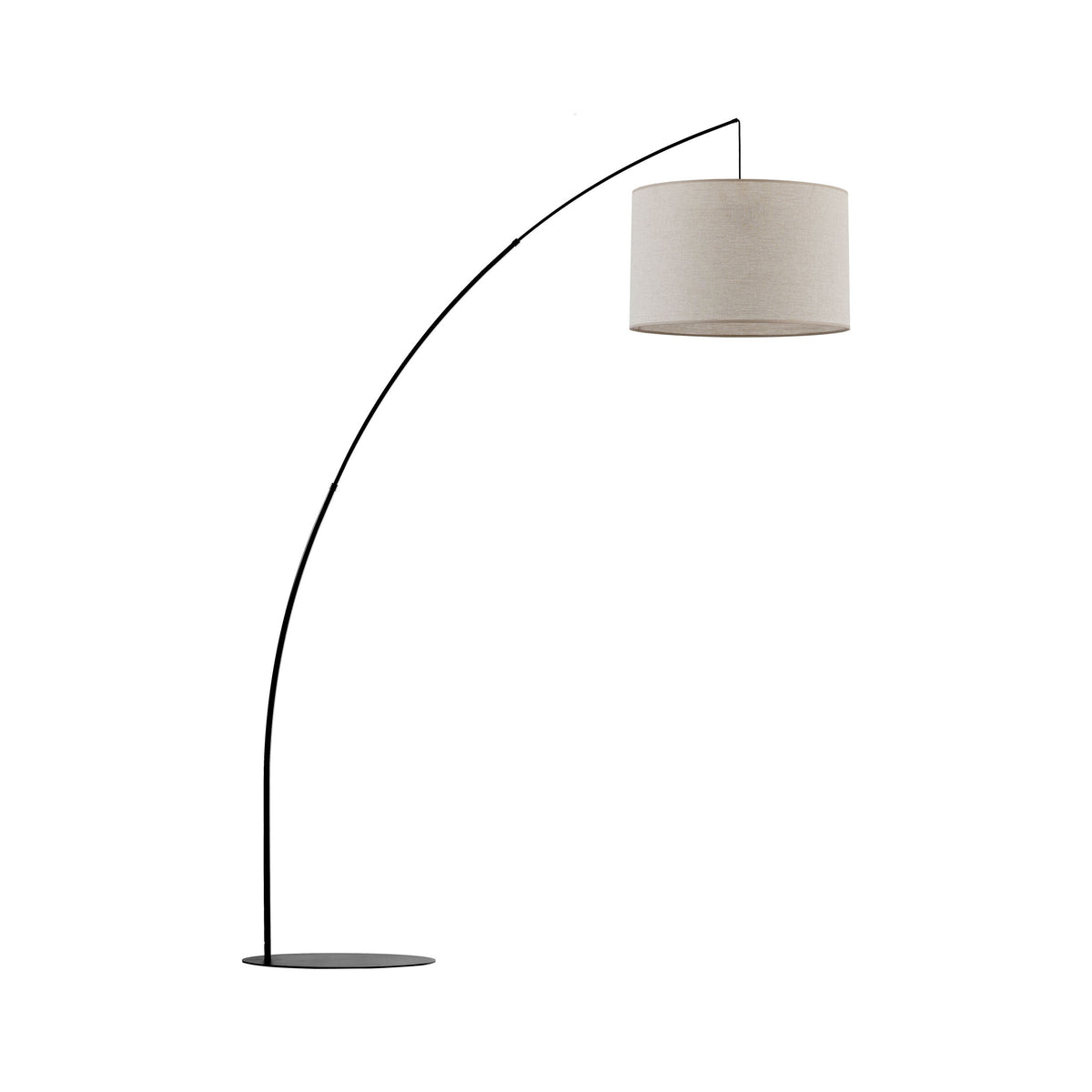 MOBY Extra Large Beige Linen Arc Floor Lamp for Living Room & Sofa