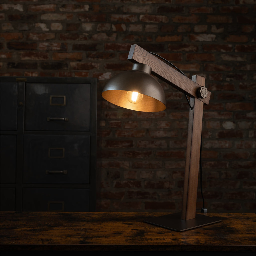 OSLO Brown Scandinavian Table Lamp for Bedroom & Nightstand