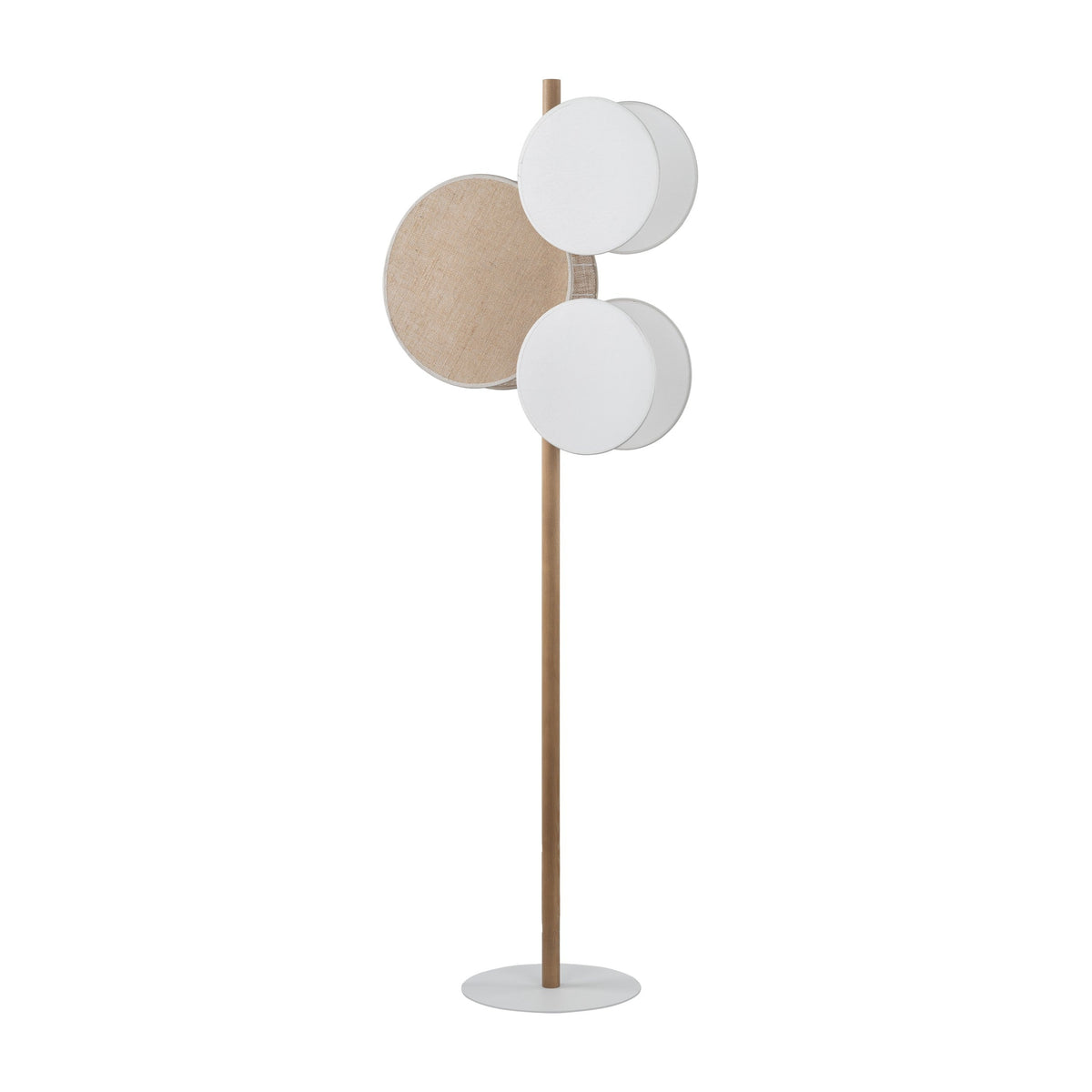 PULSE Pine, Jute & Linen 3-Light Floor Lamp for Living Room, Bedroom & Reading Corner