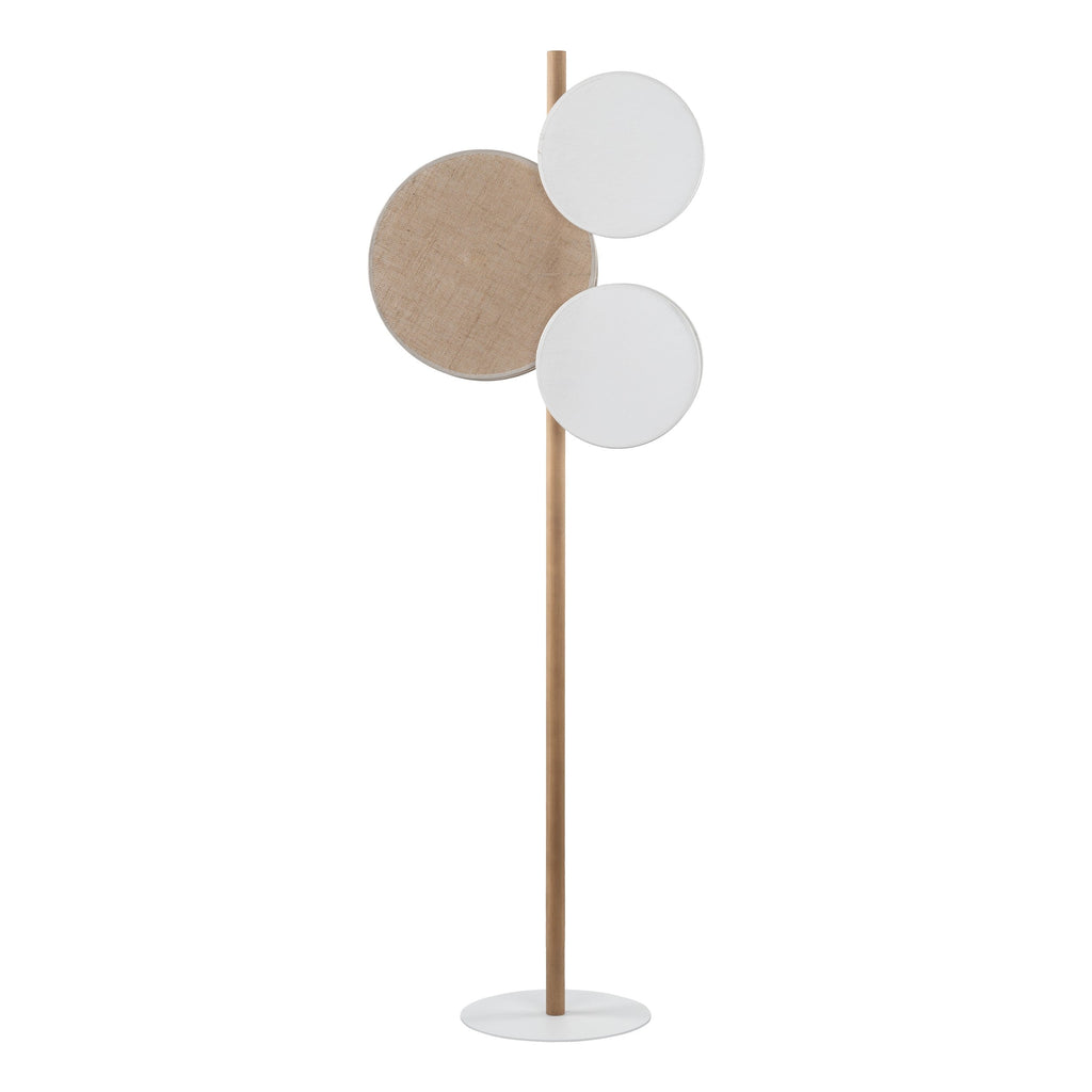PULSE Pine, Jute & Linen 3-Light Floor Lamp for Living Room, Bedroom & Reading Corner