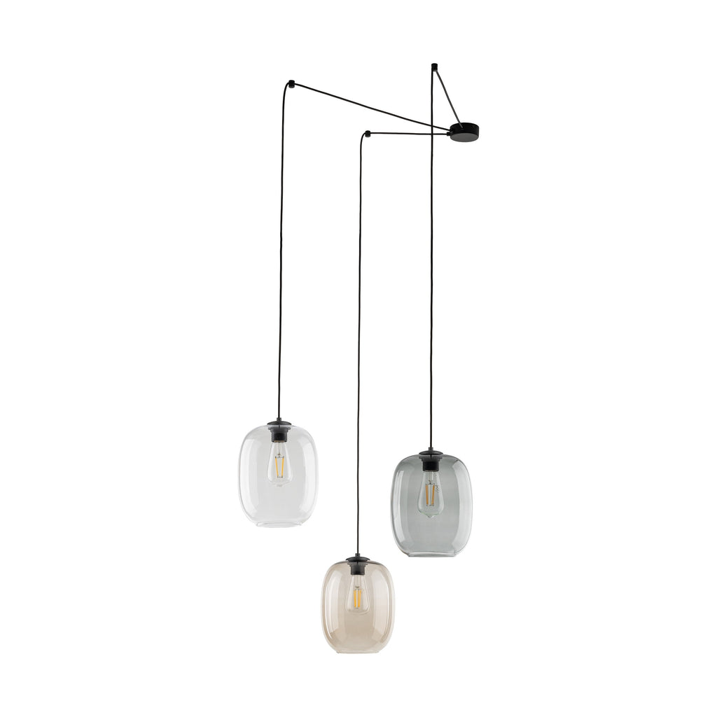 ELIO 3-Light Offset Glass Pendant for Kitchen Island, Dining & Stairwell
