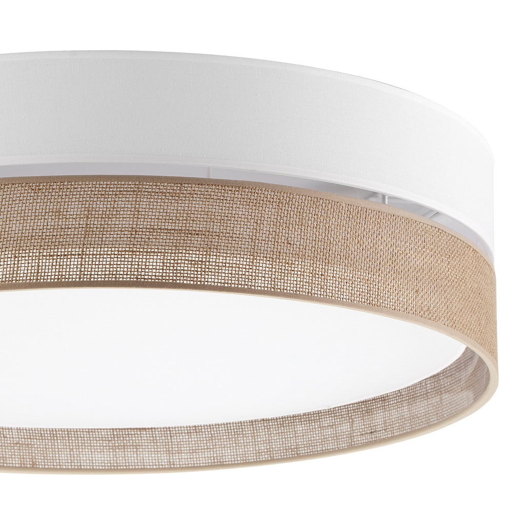 Linobianco Natural  Linen Large Flush Mount Ceiling Light for Bedroom, Hallway & Living Room
