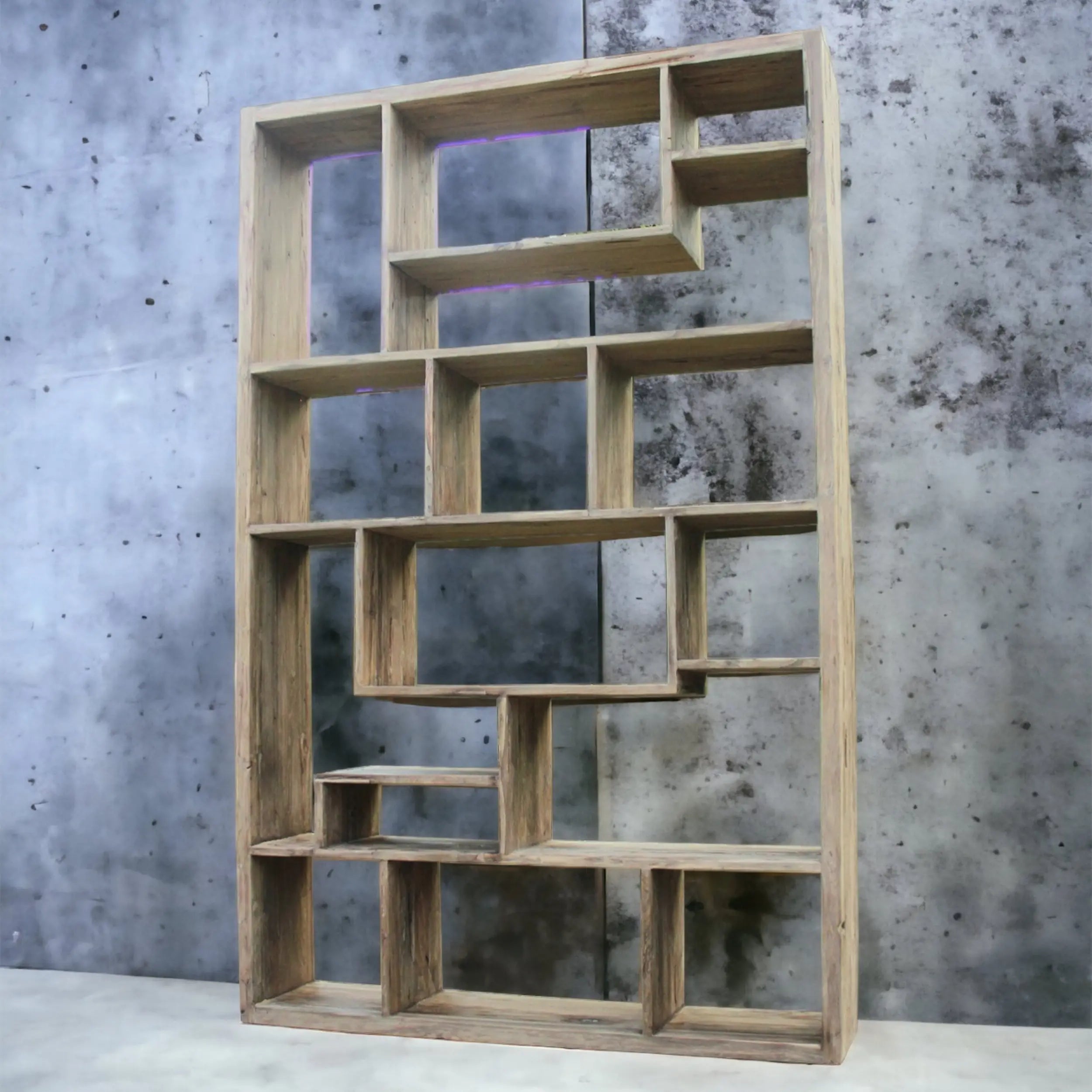 Rustic bookcase in recycled teak wood