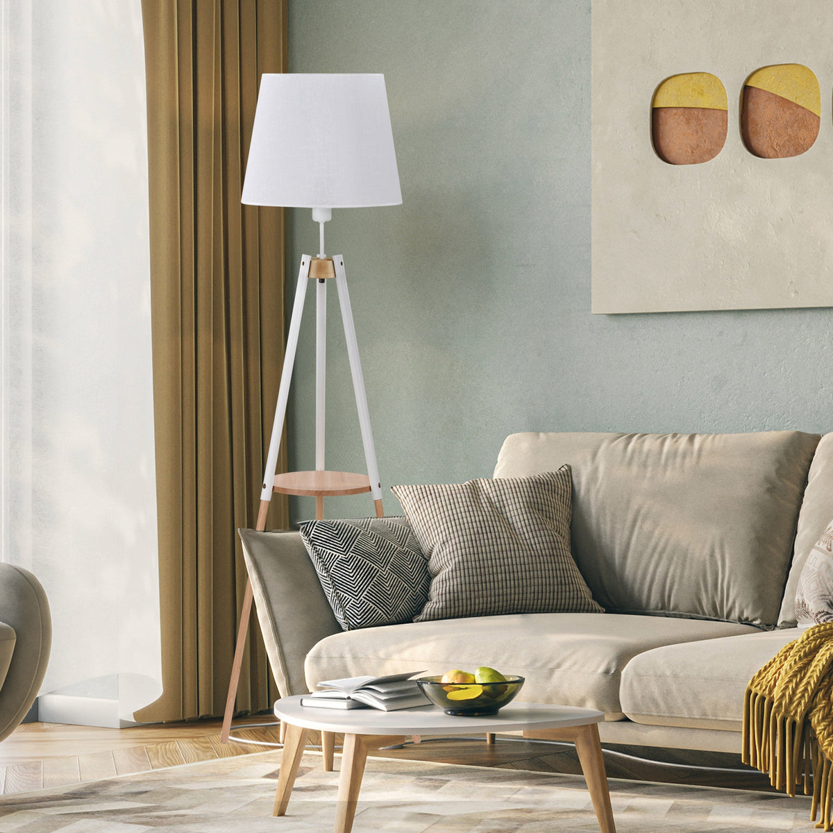 VAIO White Tray Table Floor Lamp for Living Room & Bedroom