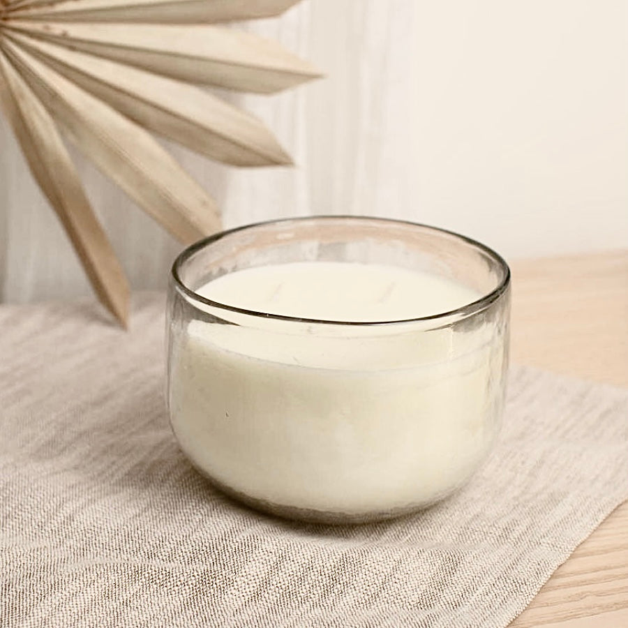 The Pebbled Candle Bowl with a Triple Wick