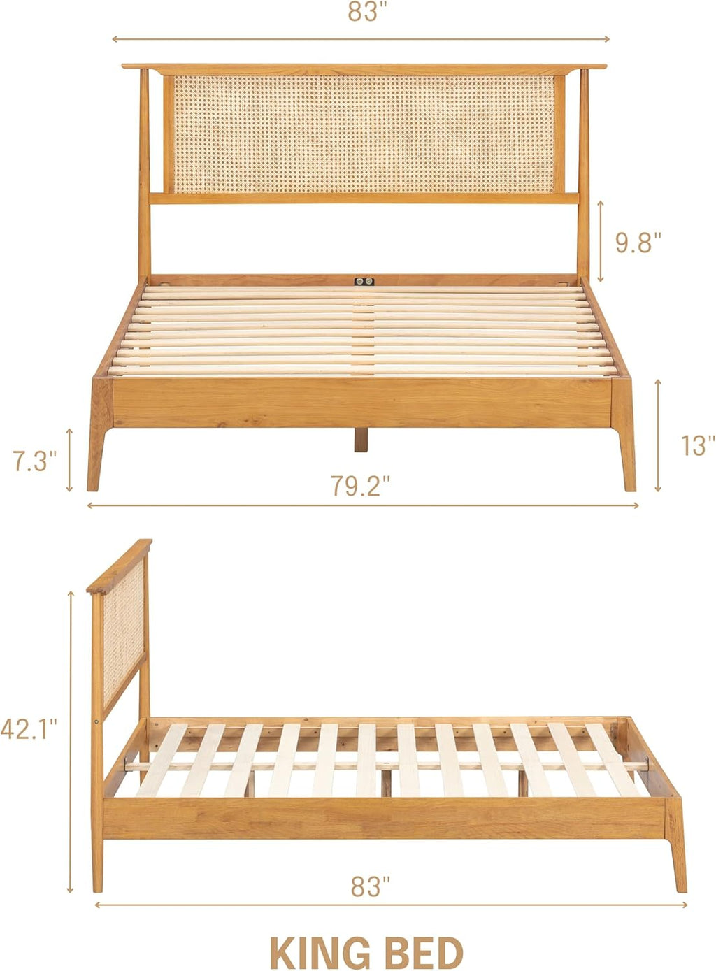 The Riven Natural Rattan Bed Frame