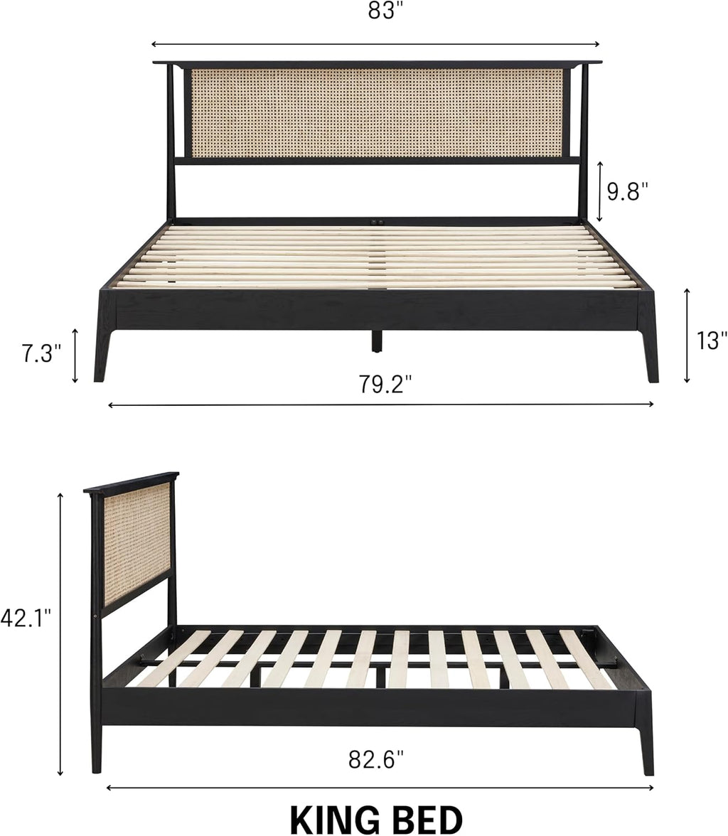 The Riven Natural Rattan Bed Frame