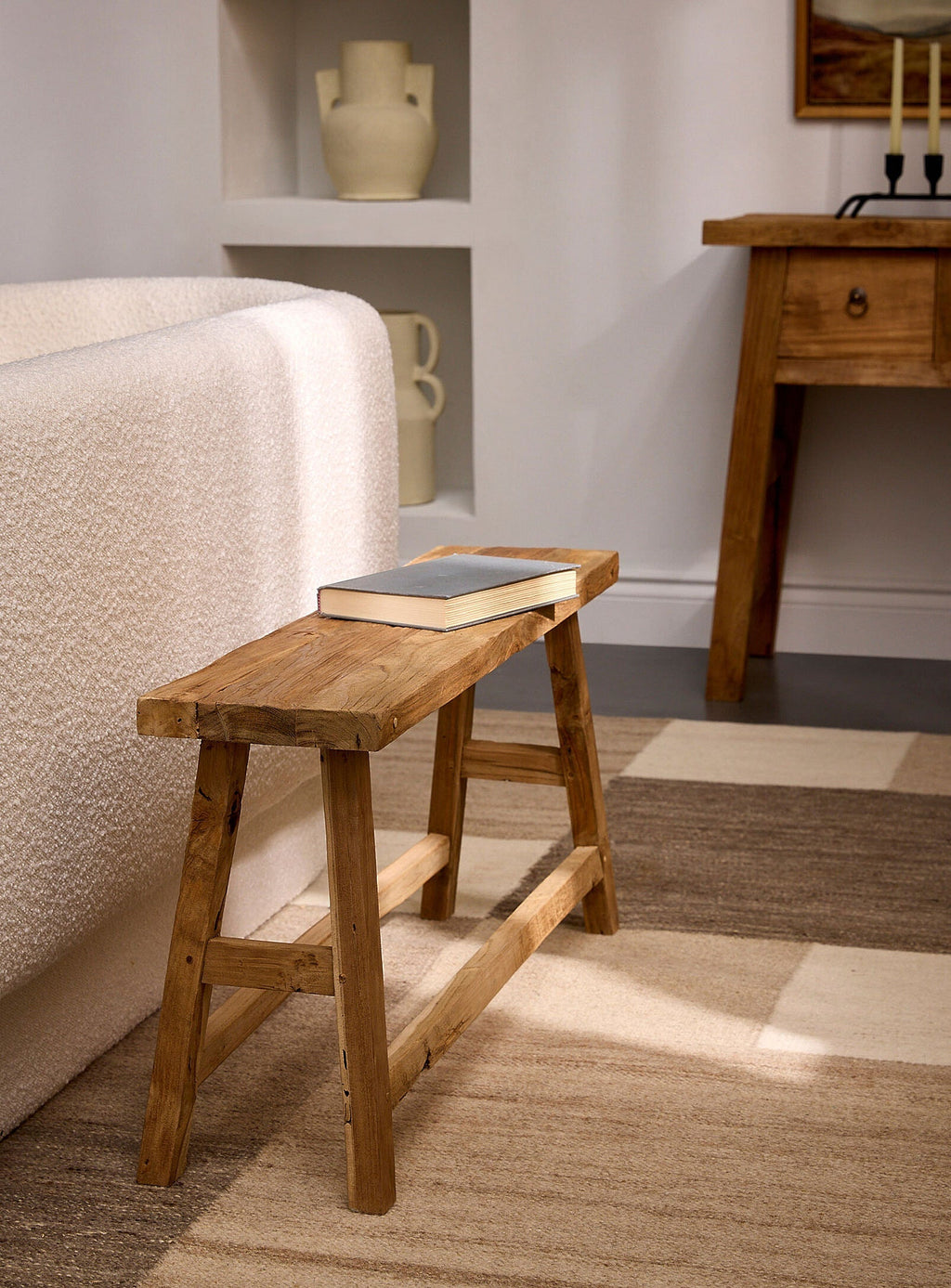 NEW Leon Recycled Teak Bench -90cm