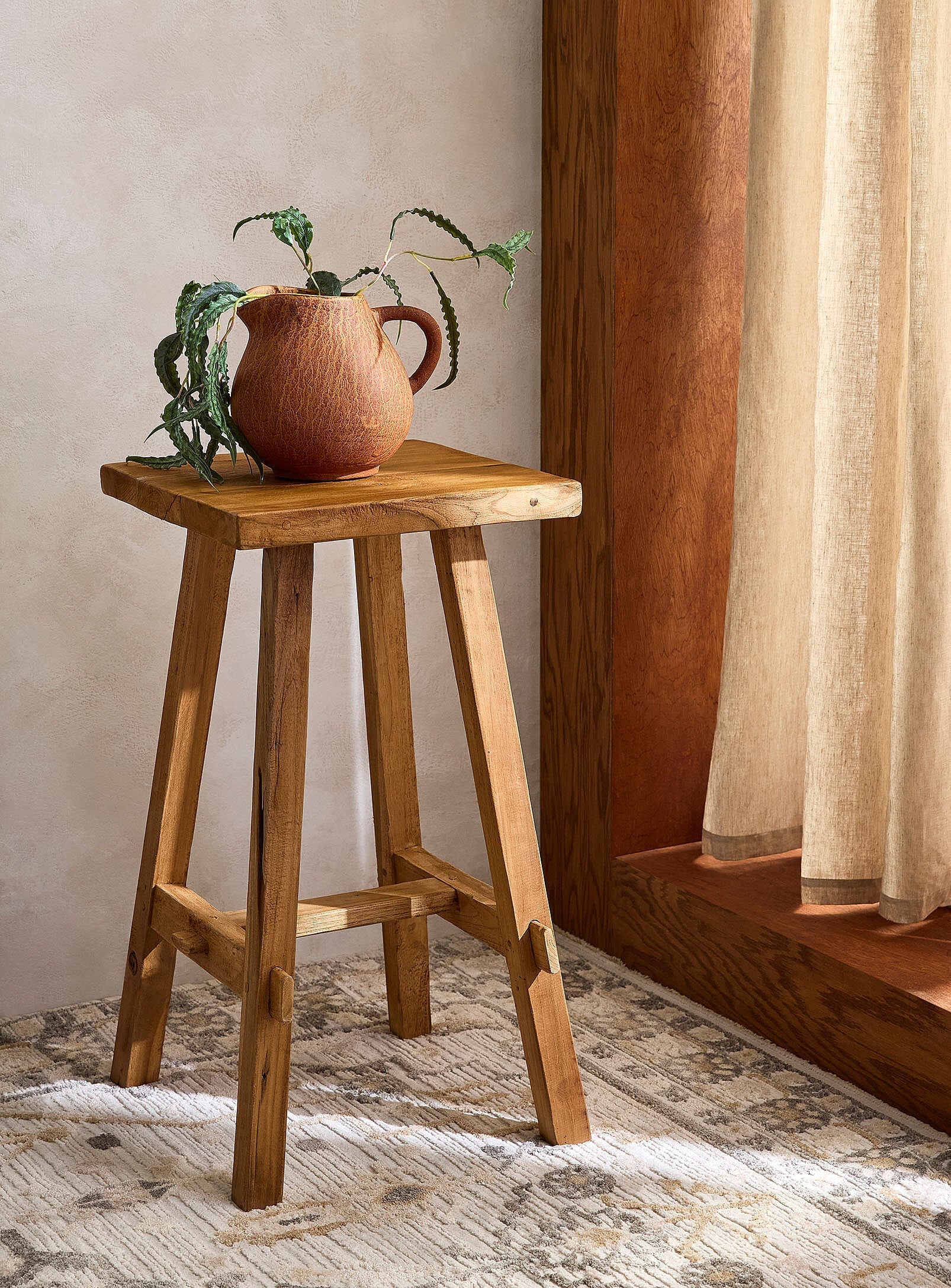 Artisan counter stool in recycled teak