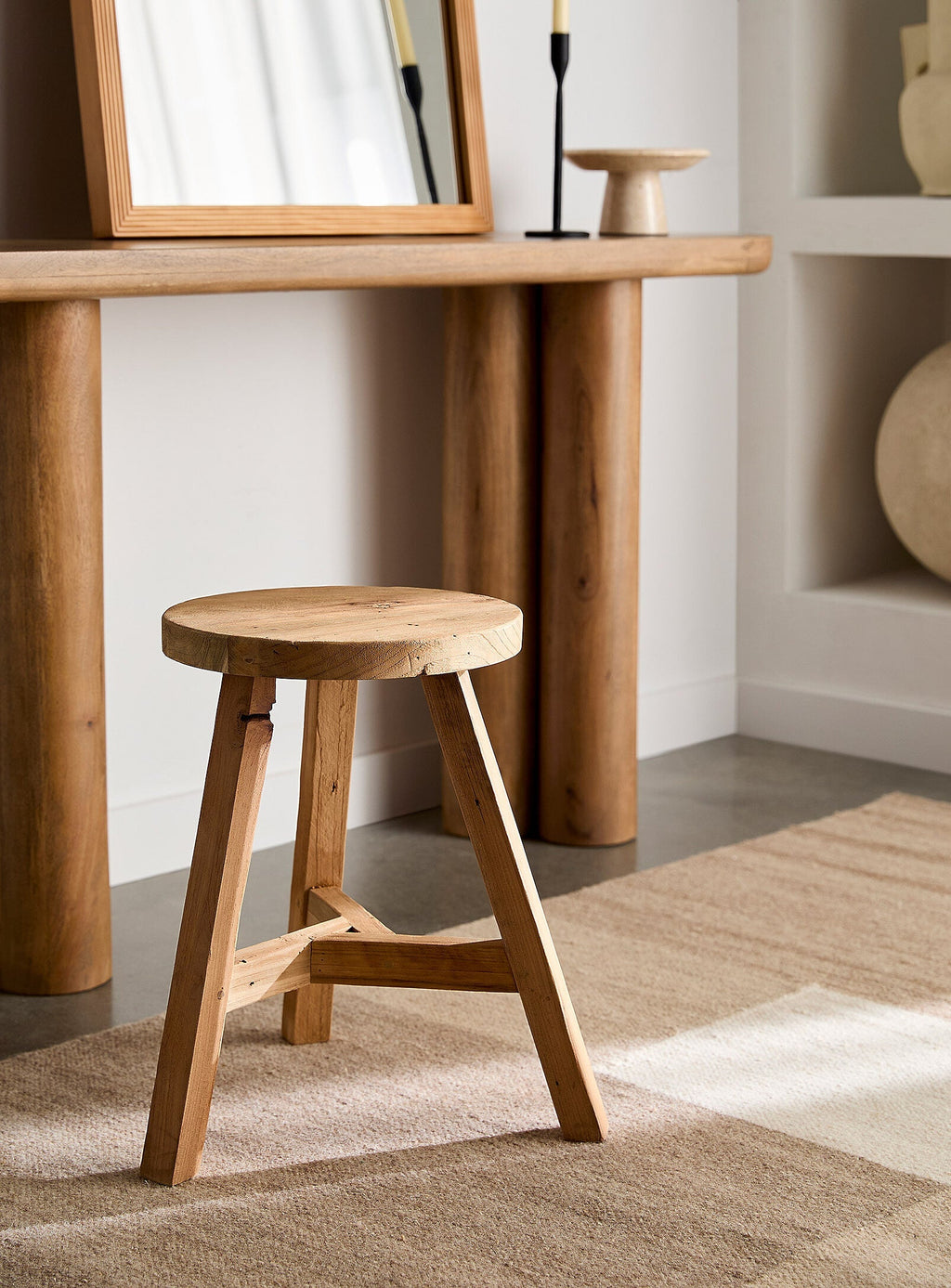 Vintage round teak stool
