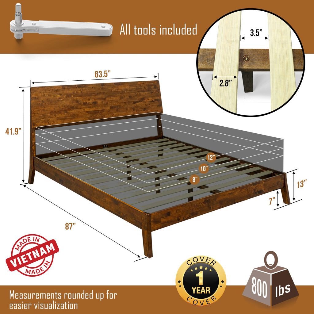 Serenity Deluxe Wood Platform Bed Frame