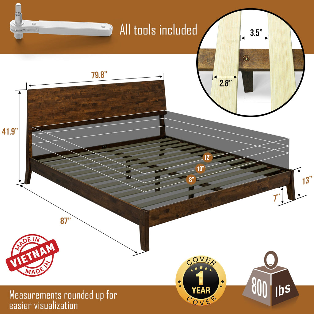 Serenity Deluxe Wood Platform Bed Frame