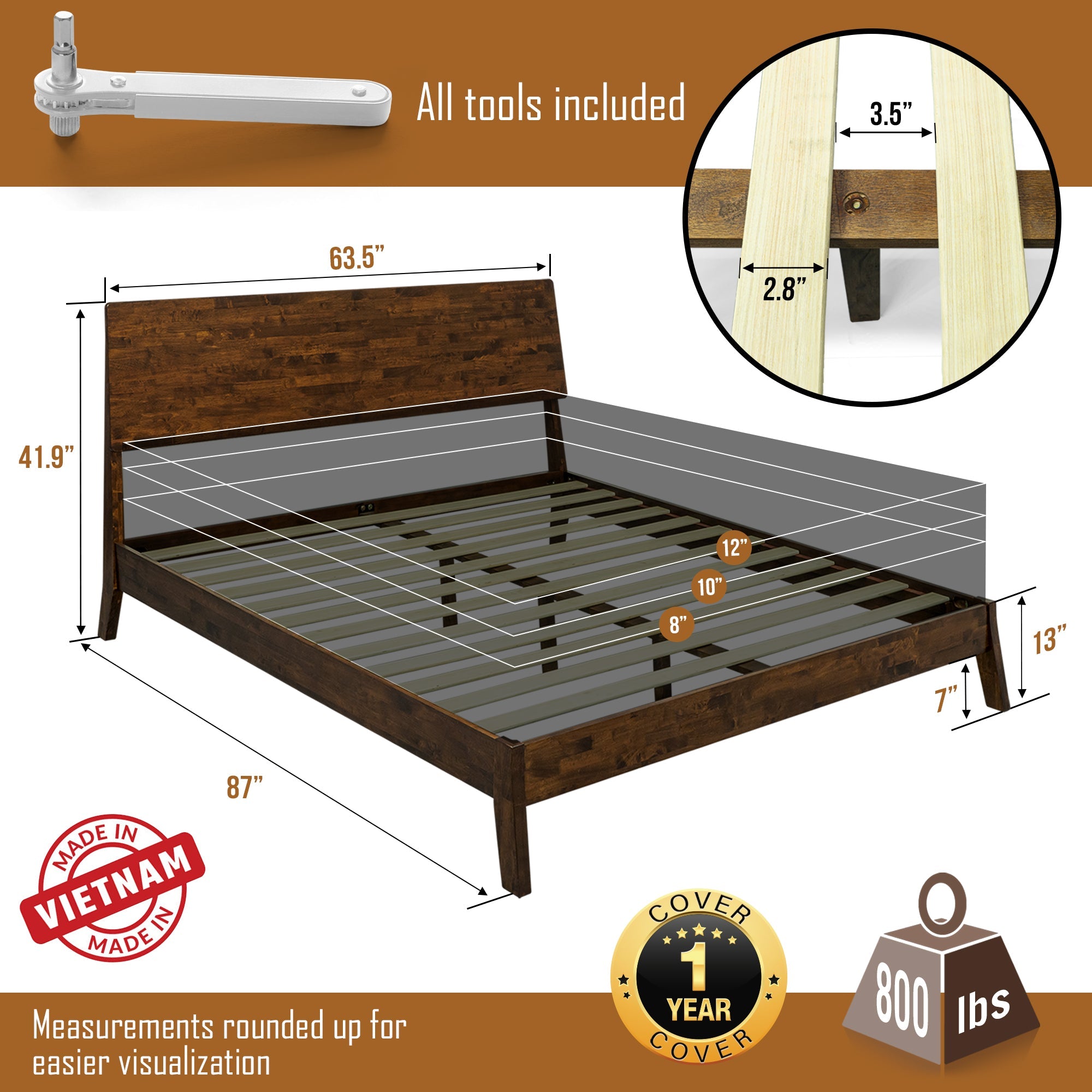 Serenity Deluxe Wood Platform Bed Frame