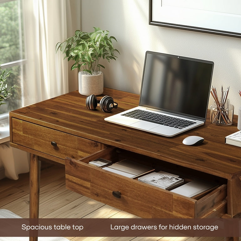 Lagom 48" Solid Wood Work Desk with Drawers