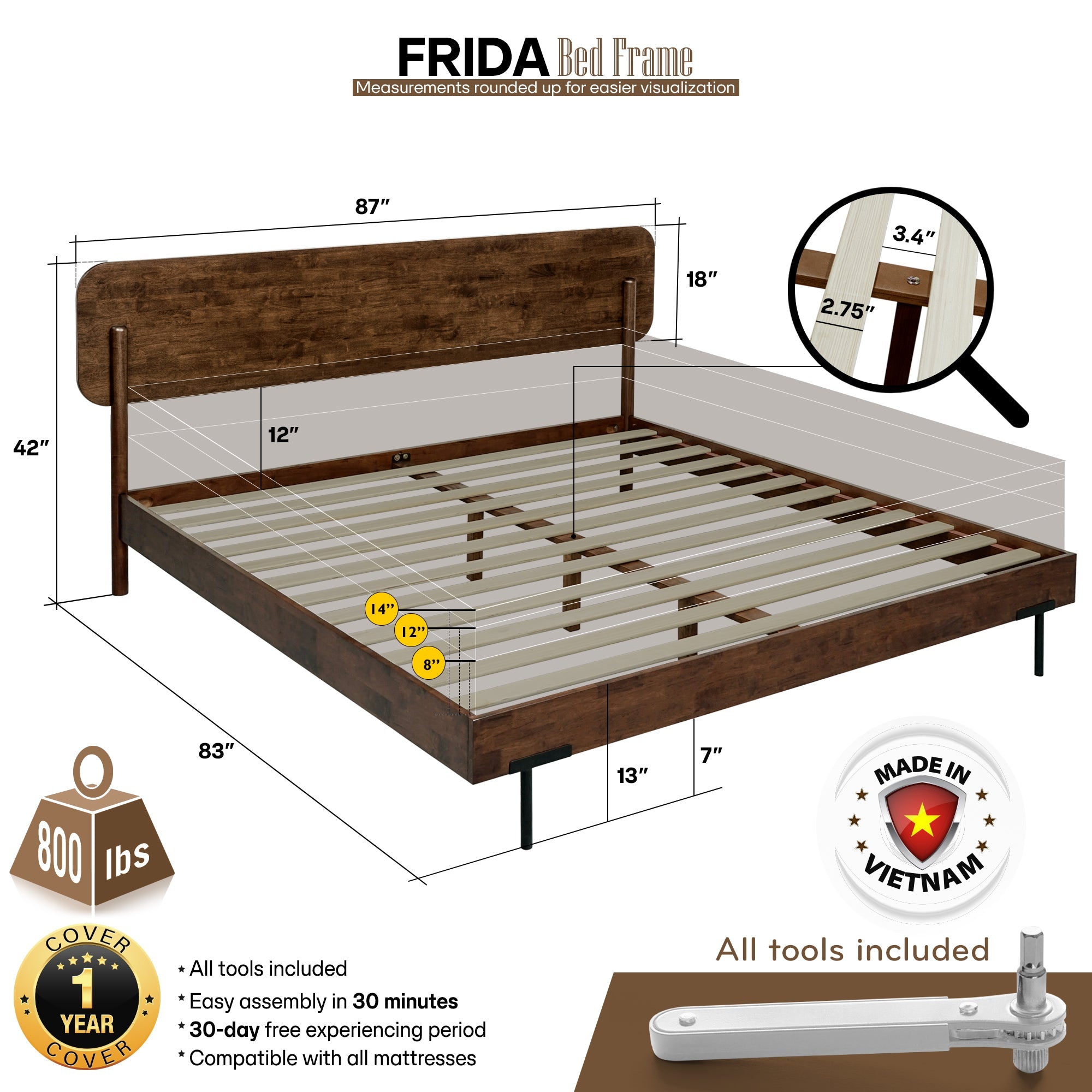 The Farrow Solid Wood Bed Frame