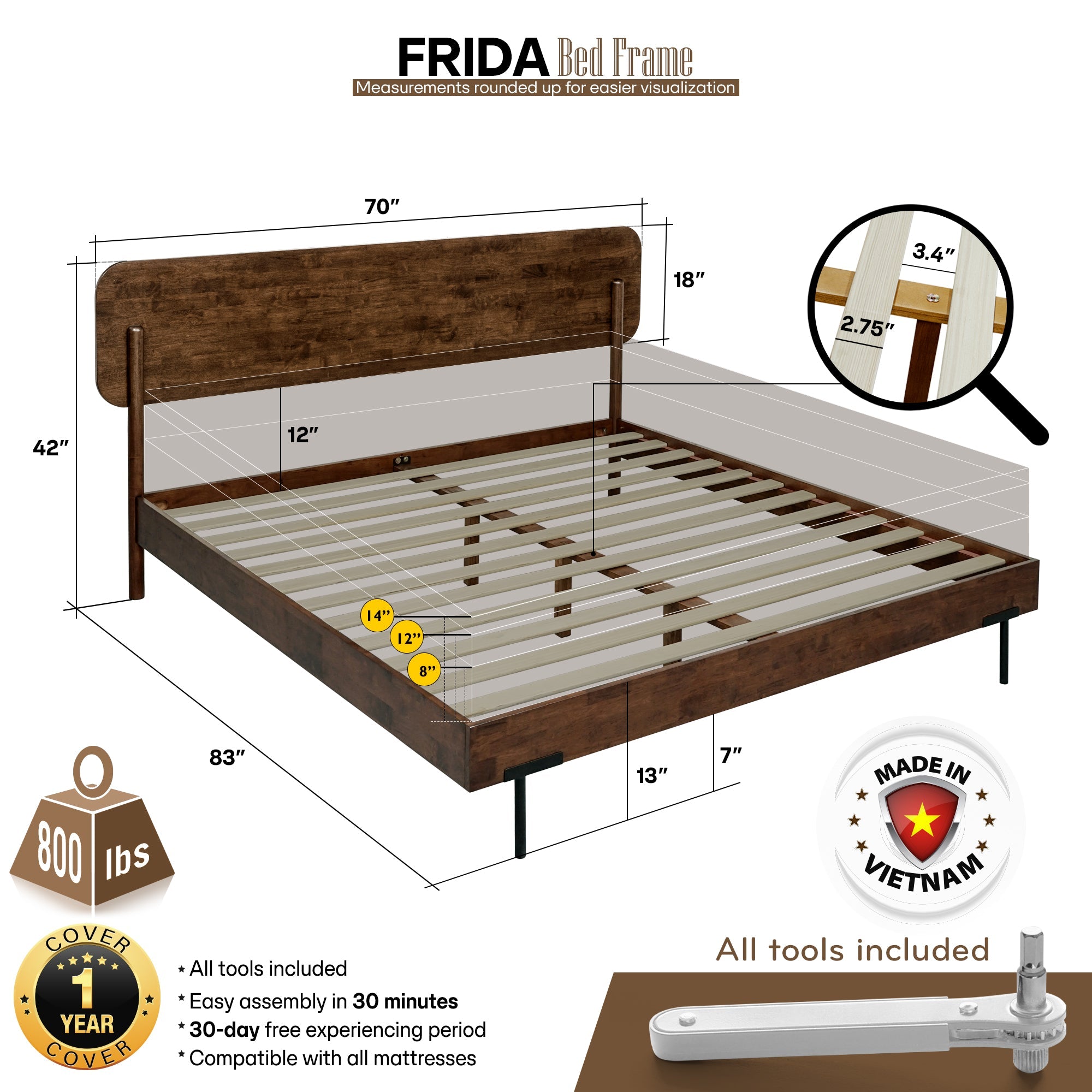 The Farrow Solid Wood Bed Frame