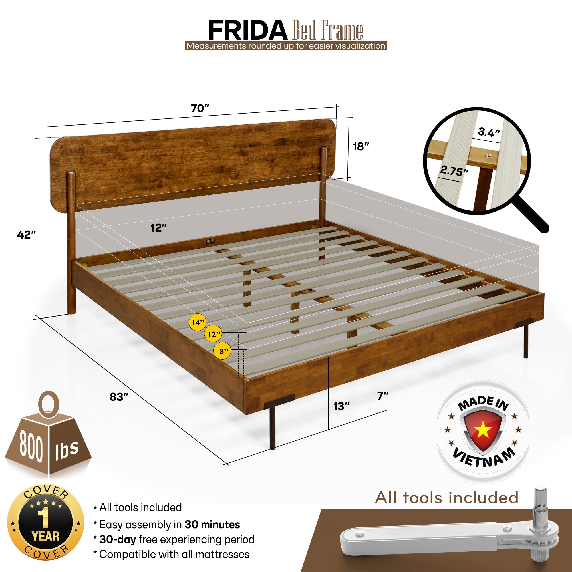 The Farrow Solid Wood Bed Frame
