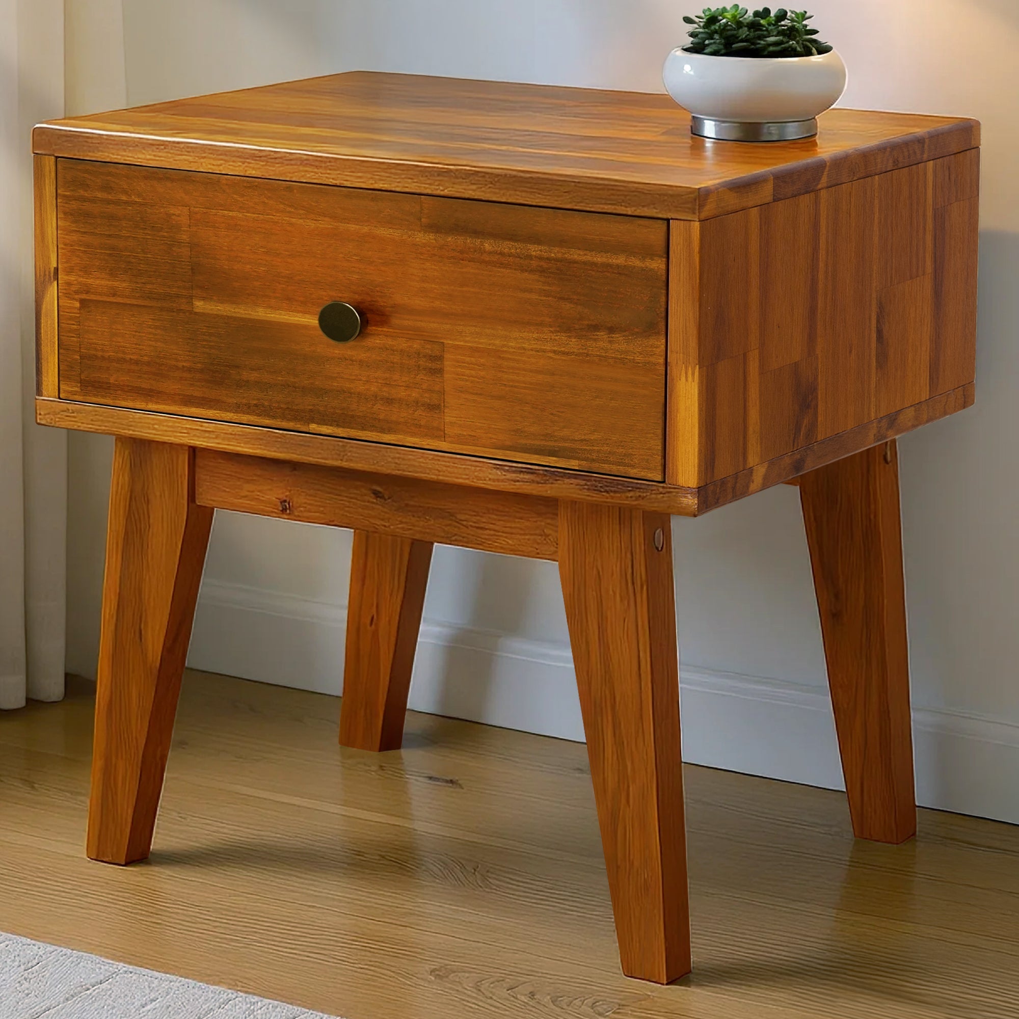 Sofia One Drawer Solid Wood Nightstand