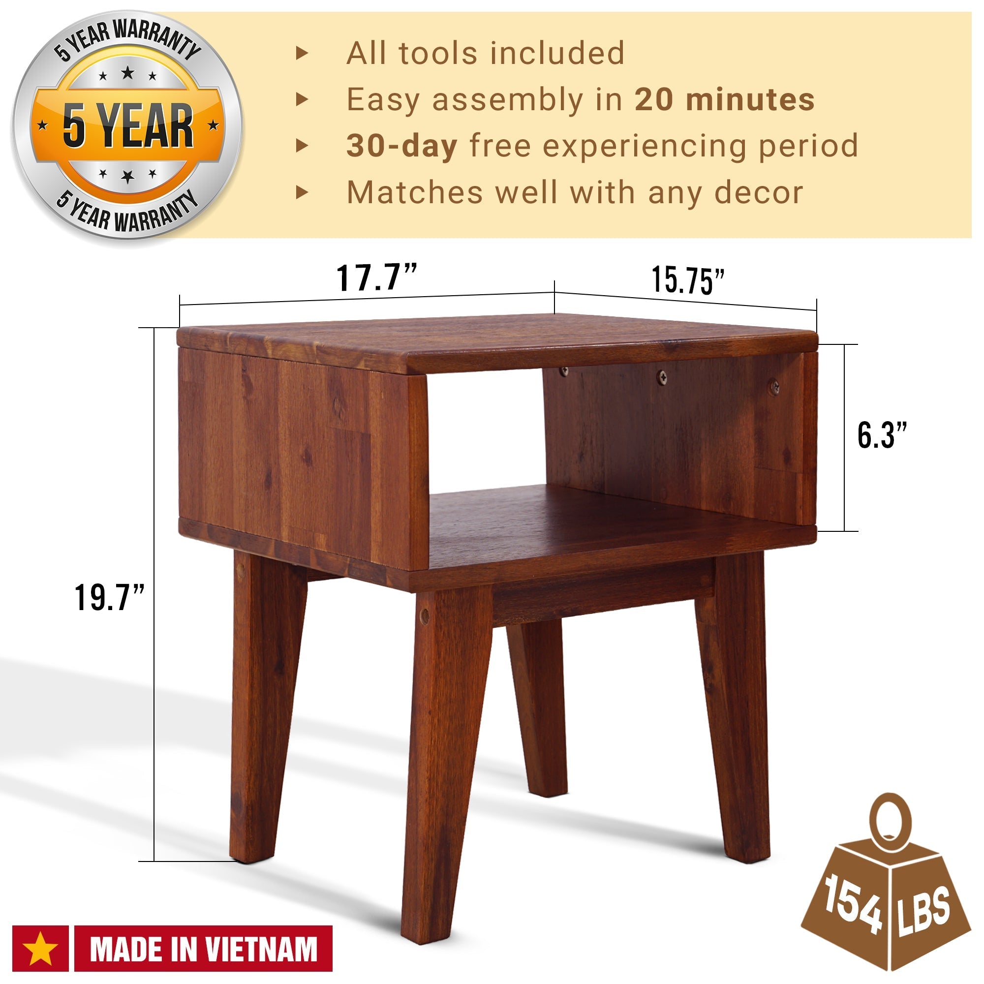 Serena Solid Wood Nightstand