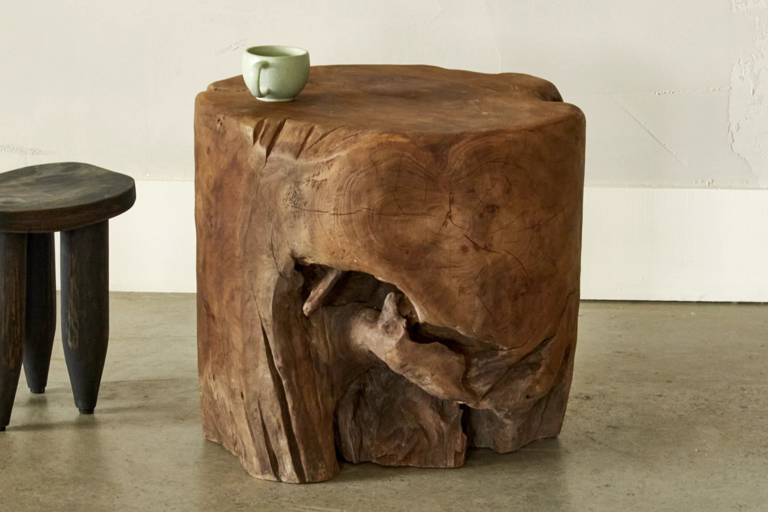 Erosion side table - antique teak
