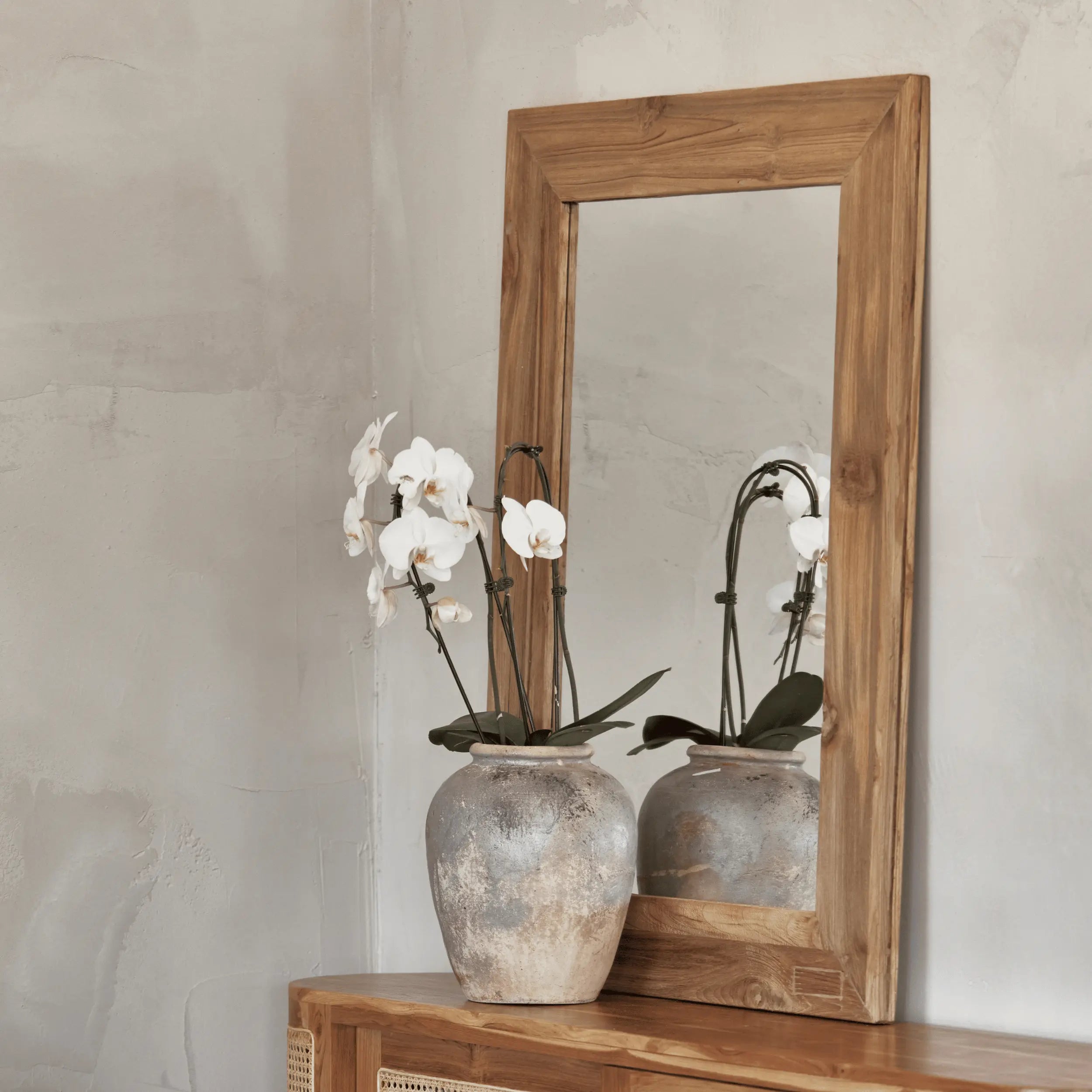 Recycled teak mirror