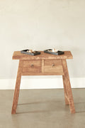 A-frame console in recycled teak - 2 drawers