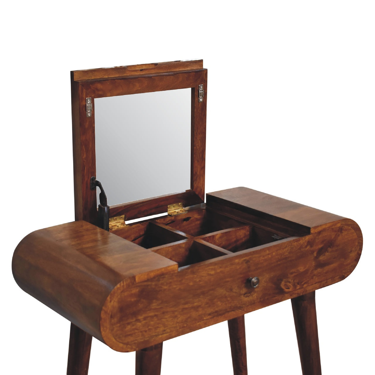 Mini Chestnut Dressing Table with Foldable Mirror for reselling