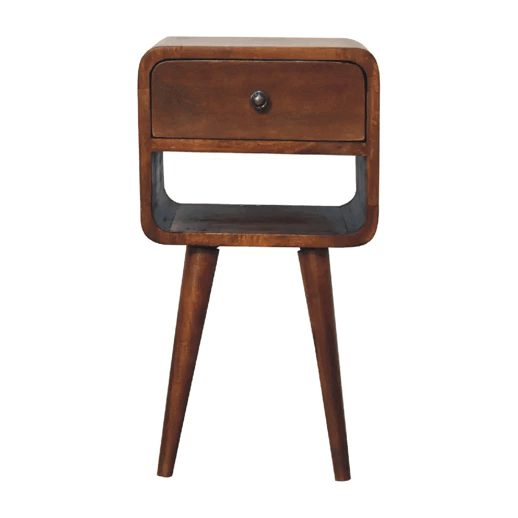 bulk Mini Chestnut Curved Bedside with Lower Slot for resale