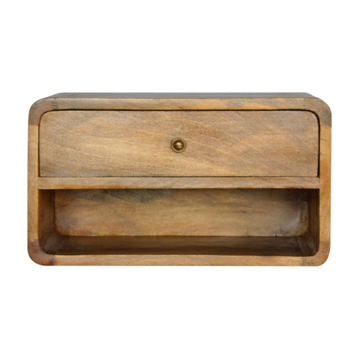 bulk Curved Oak-ish Wall Mounted Bedside with Open Slot for resale