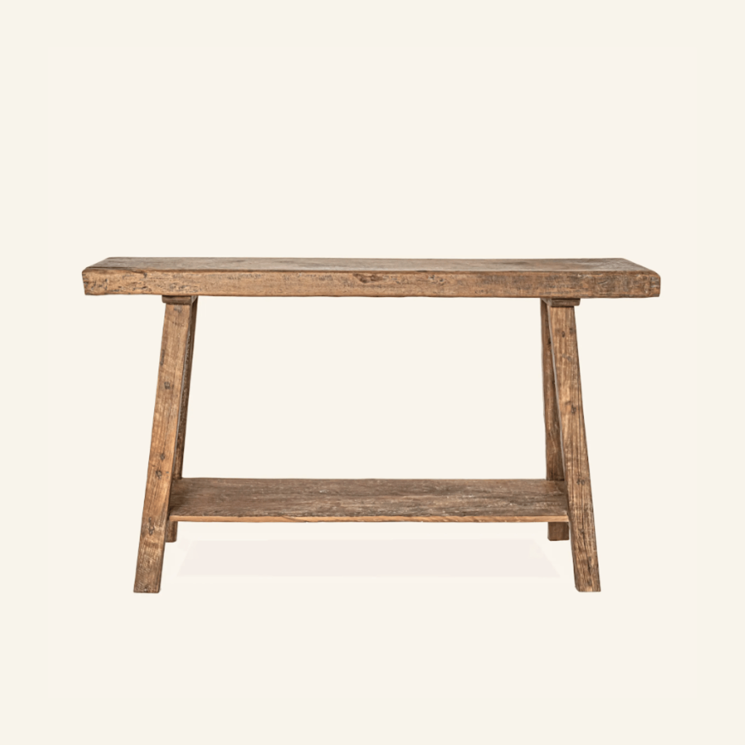 Artisan console in recycled teak with shelf