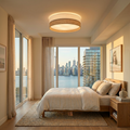 Linobianco Natural  Linen Large Flush Mount Ceiling Light for Bedroom, Hallway & Living Room